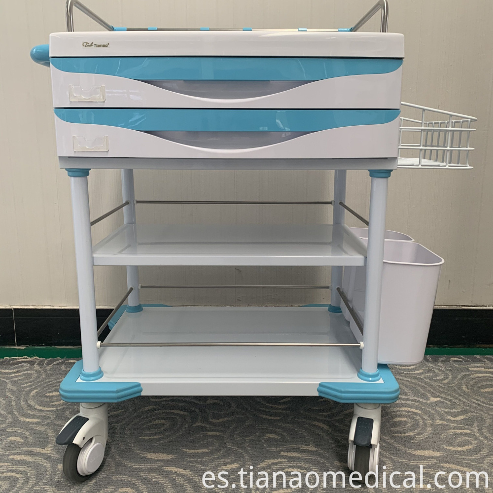 Carro de tratamiento práctico ABS de acero hospitalario Hospital Steel ABS Practical Treatment Trolley